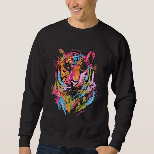 Sudadera Tiger Colourful Art Animal Lovers Tiger Motif (Anverso)