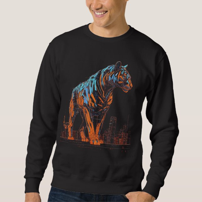 Sudadera Tiger Fantasy Artística Arquitectura Art Animal Mo (Anverso)