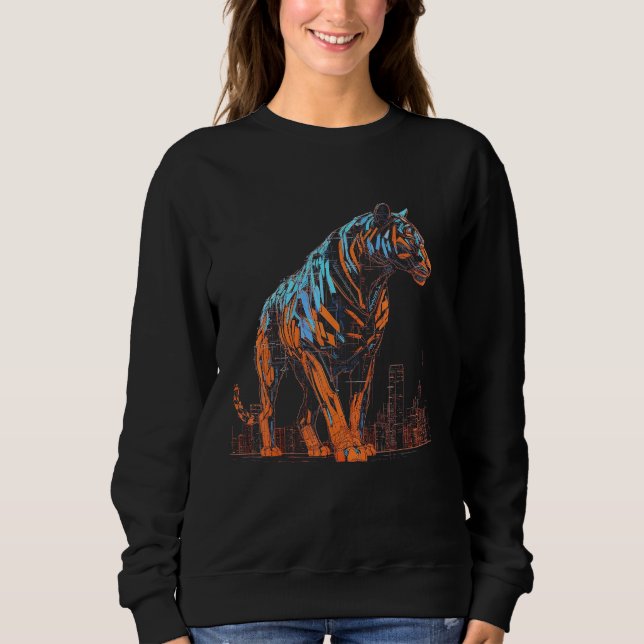 Sudadera Tiger Fantasy Artística Arquitectura Art Animal Mo (Anverso)