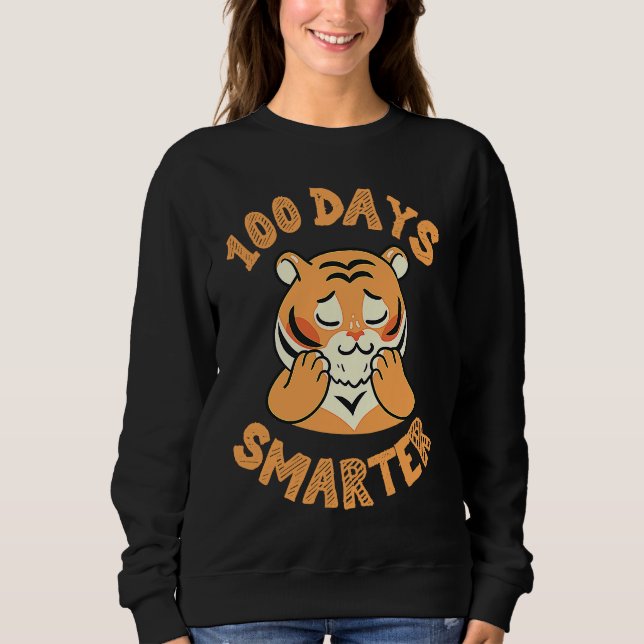 Sudadera tiger for 100th day of school 100 days smarter (Anverso)