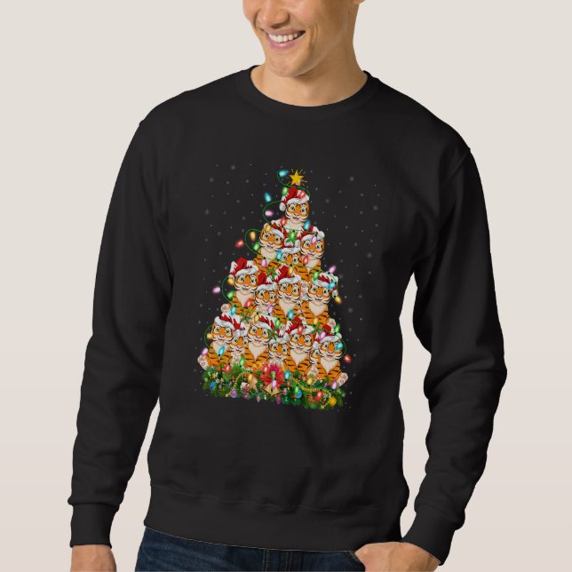 Sudadera Tiger  Xmas Lights Santa Tiger Christmas Tree (Anverso)
