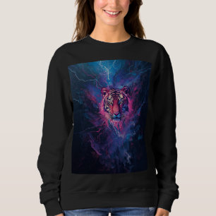 Sudadera Tigre abstracto de trueno de neón eléctrico respla