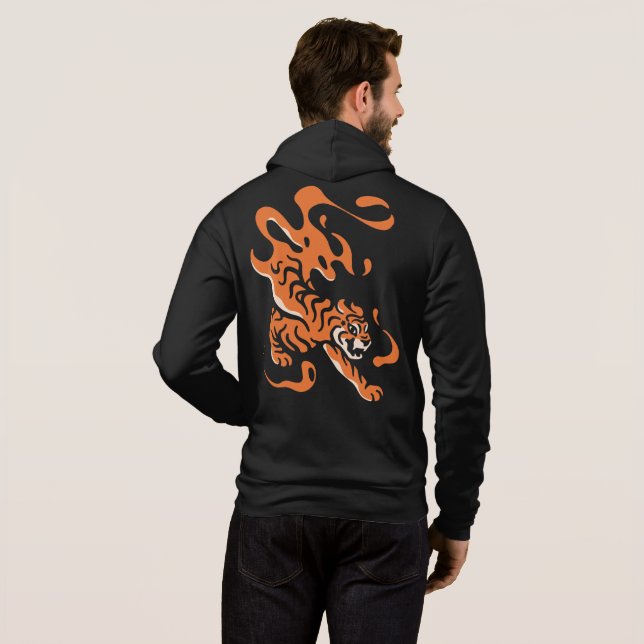 Sudadera Tigre Ardiente: Diseño Audaz Asiático (Reverso completo)