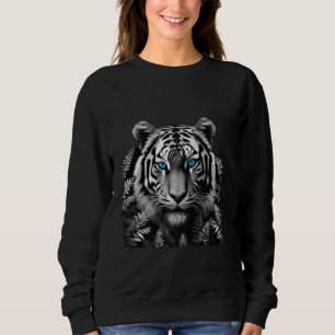 Sudadera Tigre, arte blanco negro con asombrosos ojos azule