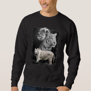 Sudadera Tigre Blanco Bengalí Bajo La Naturaleza De La Luna