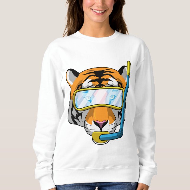 Sudadera Tigre como buzo con tubo de buceo (Anverso)