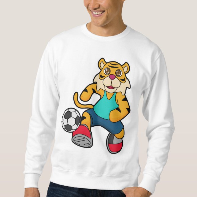 Sudadera Tigre como jugador de fútbol con balón de fútbol (Anverso)