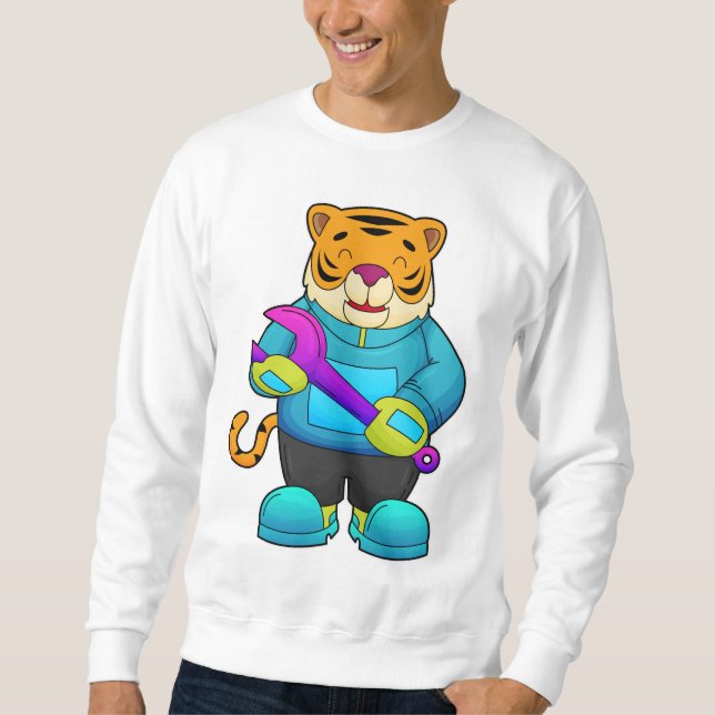 Sudadera Tigre como mecánico con llave (Anverso)