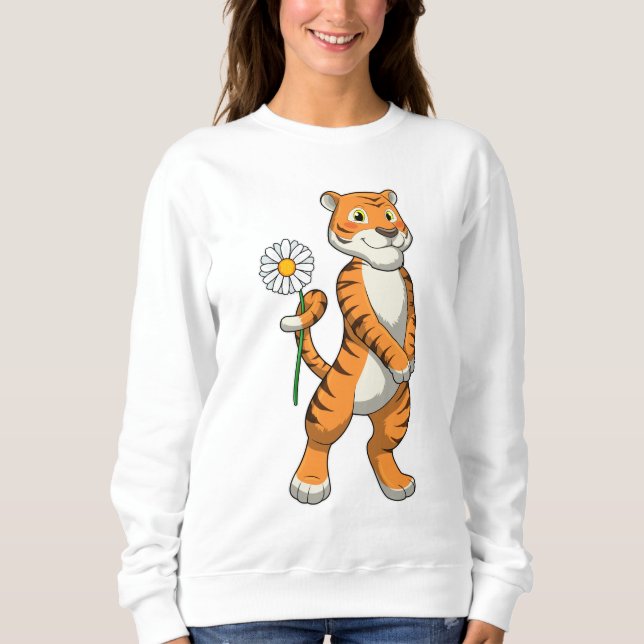Sudadera Tigre con flores de margarita (Anverso)