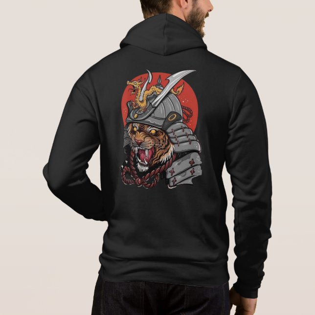 Sudadera Tigre de arte de ilustracion japonés samurai (Reverso)
