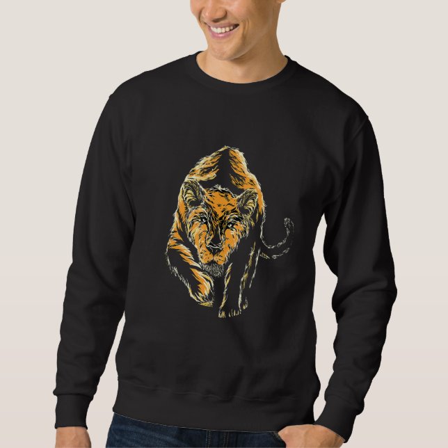 Sudadera Tigre de diseño de gato grande en posición de ataq (Anverso)