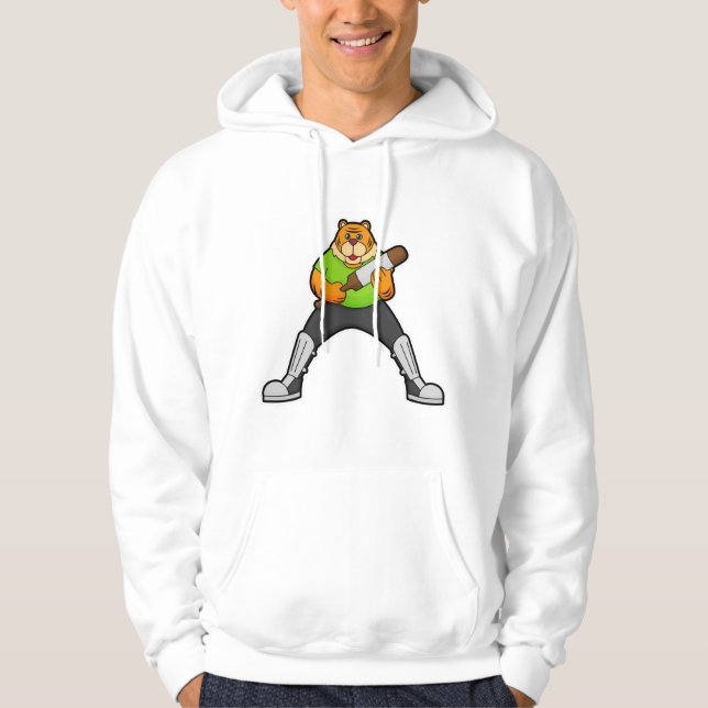 Sudadera Tigre en el críquet con bate de críquet (Anverso)