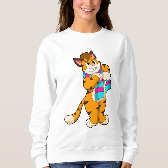 Sudadera Tigre en invierno con bufanda (Anverso)