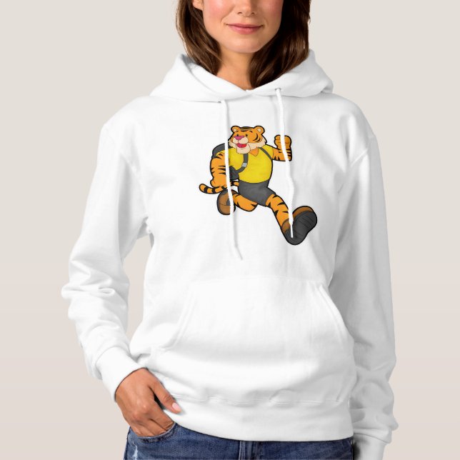 Sudadera Tigre en marcha con mochila (Anverso)