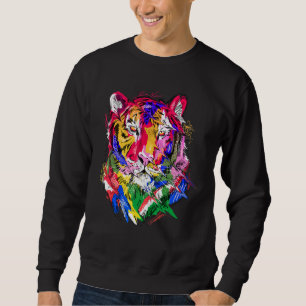 Sudadera Tigre Estampado Animal Colorido Amantes de los Ani