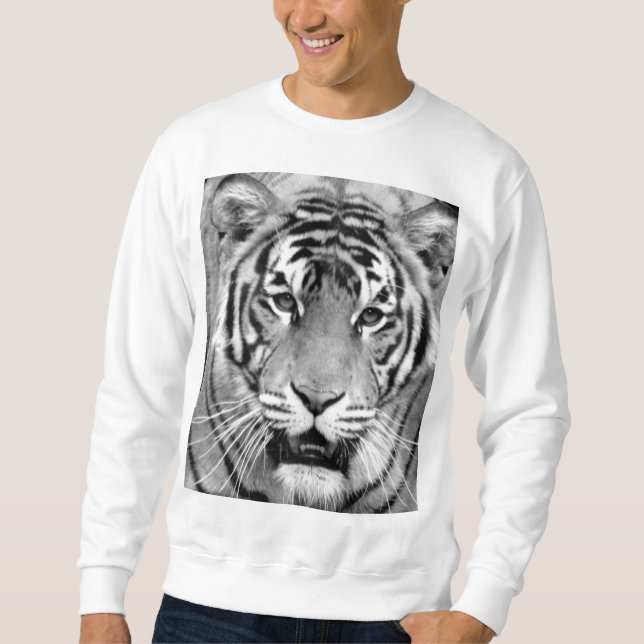 Sudadera Tigre Head Face Mens Moderna Elegante Plantilla Bl (Anverso)