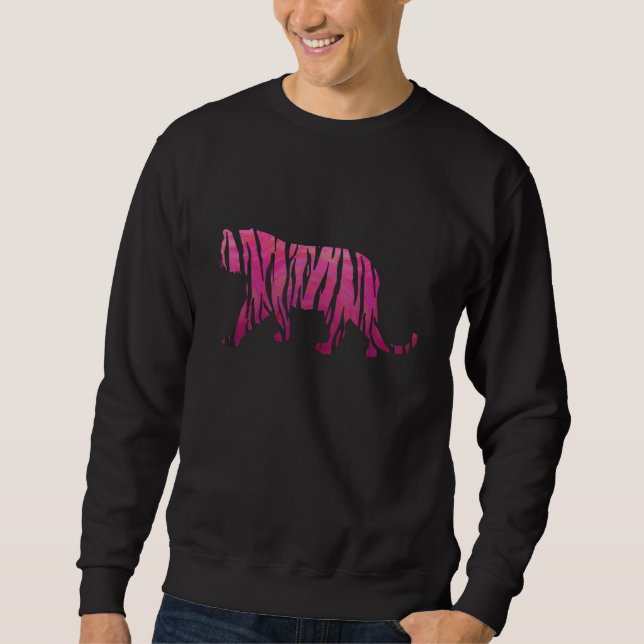 Sudadera Tigre negro y rosado caliente de silueta (Anverso)