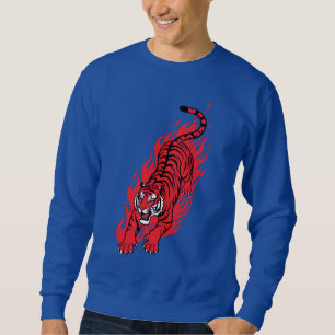 Sudadera Tigre rojo en llamas - Tee de bestia de fuego fero