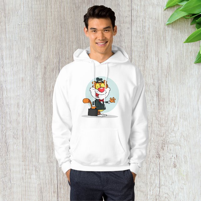 Sudadera Tigre sonriente sosteniendo una viga para hombres (Subido por el creador)