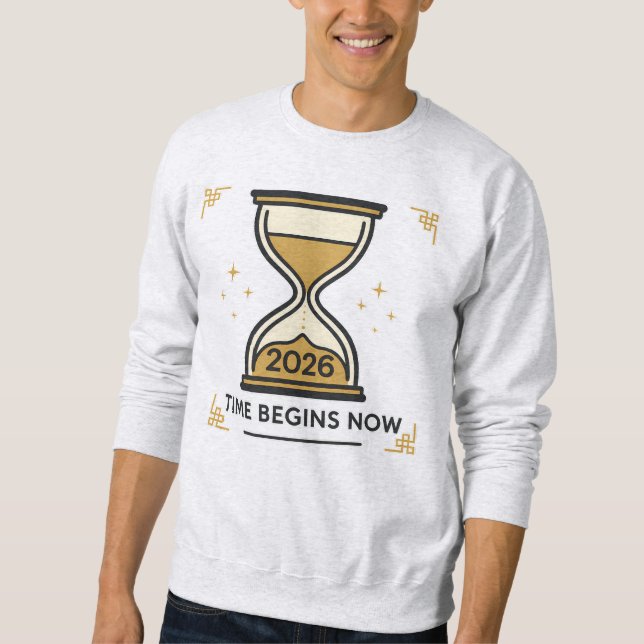 Sudadera Time Begins Now Hourglass 2026 (Anverso)