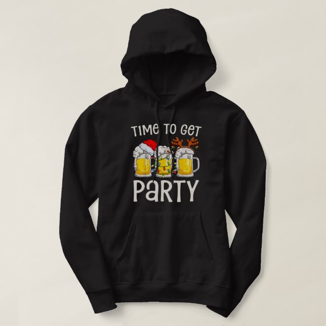 Sudadera Time to Get Party Funny Santa Drink Drunk Christma (Diseño del anverso)