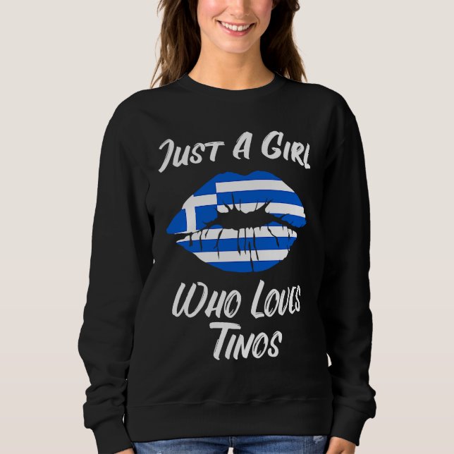 Sudadera Tinos Lips Mouth Love Greek Flag (Anverso)