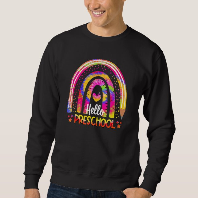 Sudadera Tinte Atado Boho Arcoíris Profesora Hola Preescola (Anverso)
