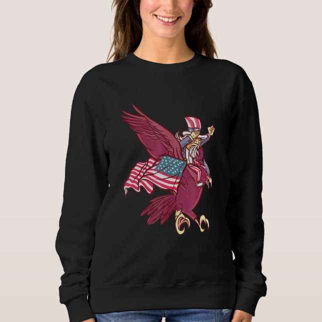 Sudadera Tío Dabbing Sam Riding Eagle 4 De Julio Para Niño (Anverso)