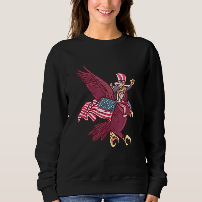Sudadera Tío Dabbing Sam Riding Eagle 4 De Julio Para Niño (Anverso)