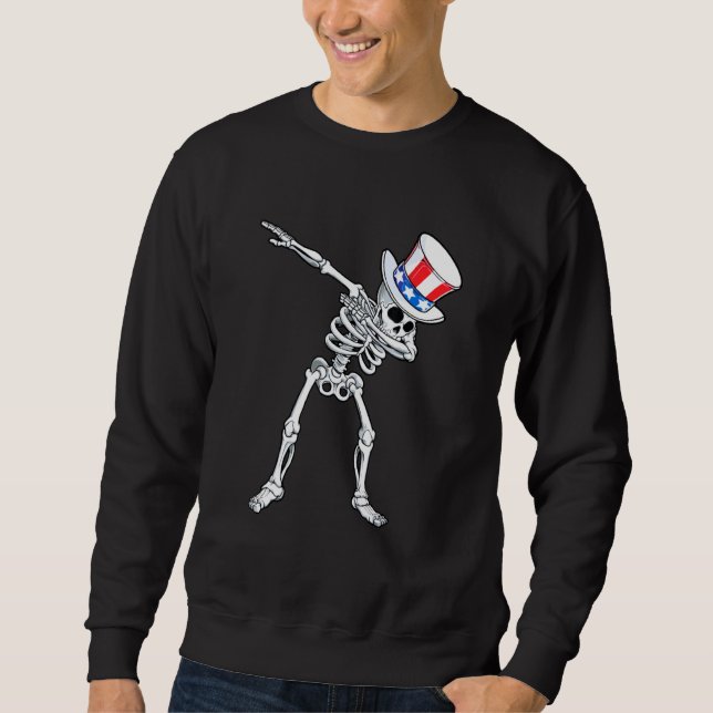 Sudadera Tío Dabbing Sam Skeleton 4 De Julio (Anverso)