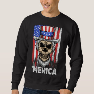 Sudadera Tío De Calavera Sam 4 De Julio Bandera Estadounide
