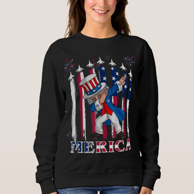 Sudadera Tío patriótico Sam Dabbing 4 de julio (Anverso)