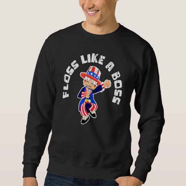 Sudadera Tío Sam 4 De Julio Floss Como Un Jefe (Anverso)