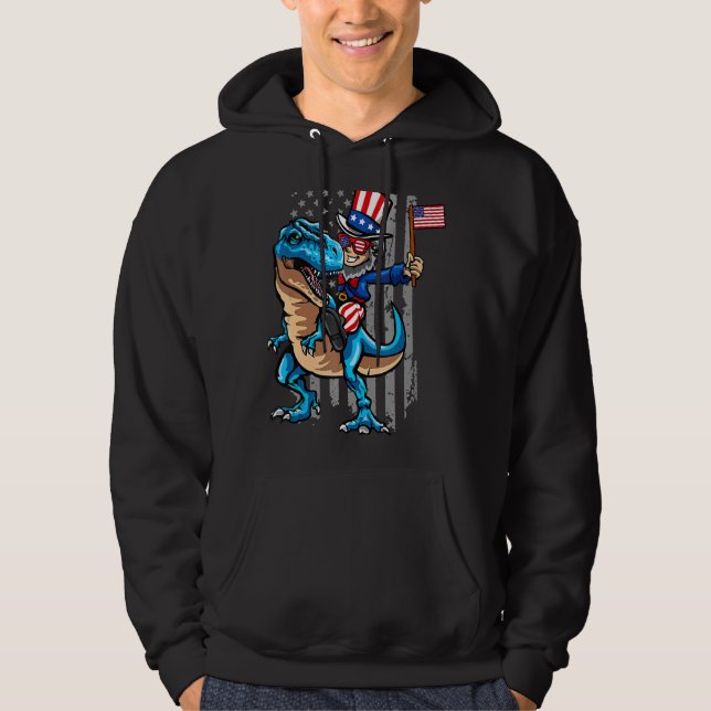 Sudadera Tío Sam Rex Dinosaur América 4 De Julio Ee.Uu. (Anverso)