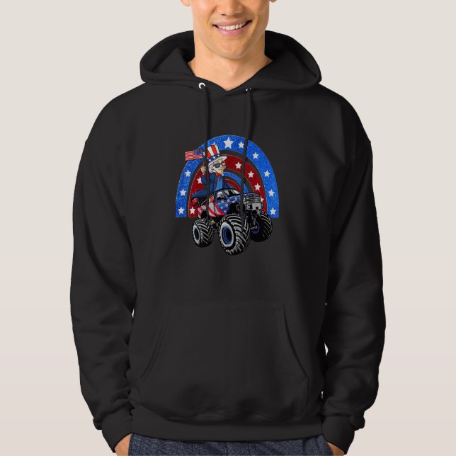 Sudadera Tío Sam Riding Monster Camión 4 De Julio Merica (Anverso)