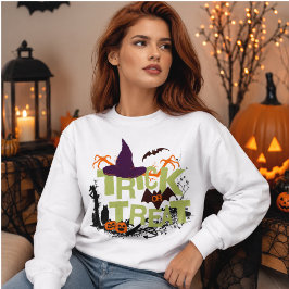 Sudadera Tip o Truco Sombrero de Bruja Tipografía de Hallow