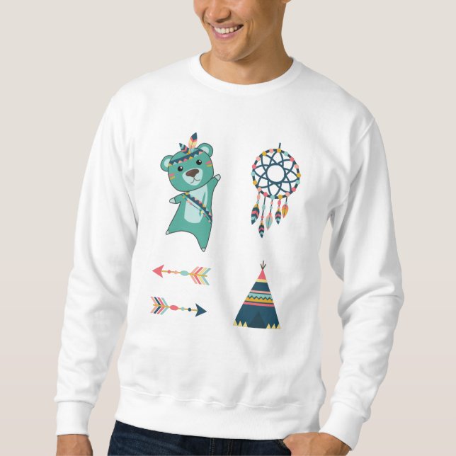 Sudadera Tipi, Pegatinas de oso turquesa de la India (Anverso)