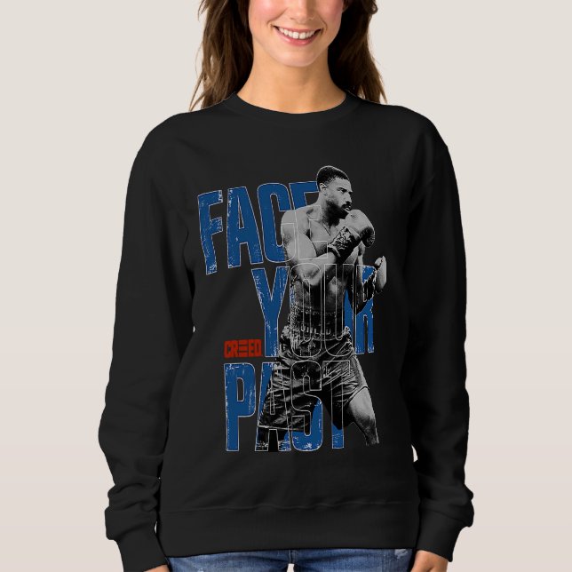 Sudadera Tipografía azul Adonis Creed Enfrenta tu pasado (Anverso)