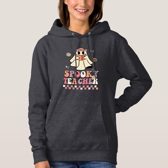 Sudadera Tipografía catedrática retro Groovy de Halloween (Anverso)