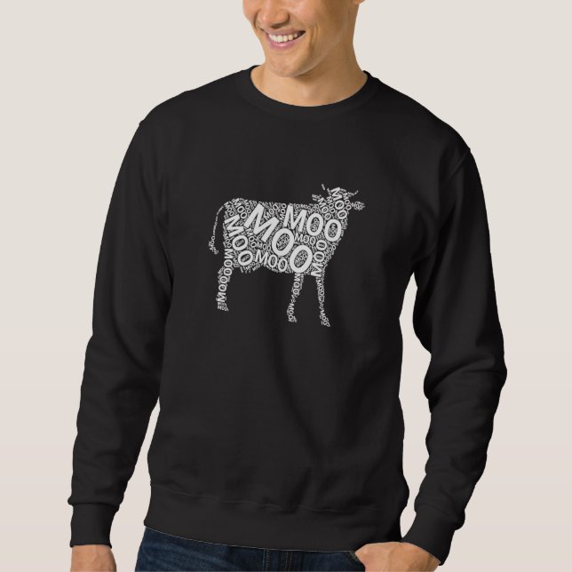 Sudadera Tipografía de animales de granja de vacas (Anverso)
