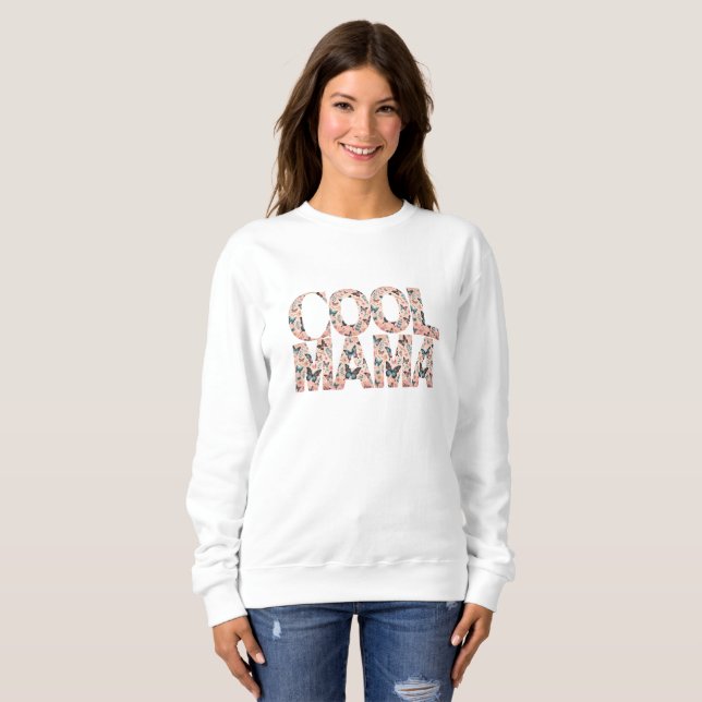 Sudadera Tipografía de Cool Mama con Mariposas Flotantes (Anverso completo)