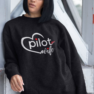 Sudadera Tipografía de Esposa de Piloto & Avión Simple,Mini