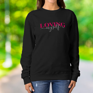 Sudadera Tipografía de guión rosa amándome a mí mismo