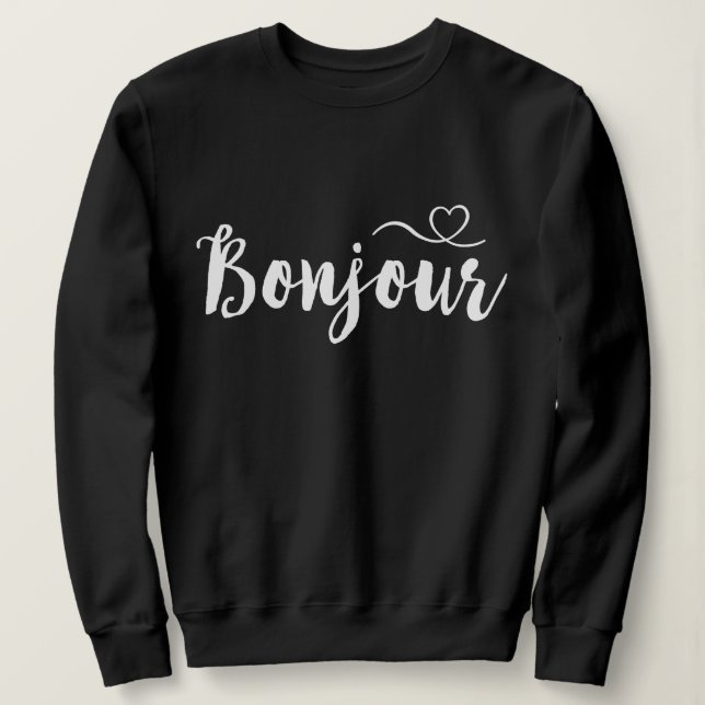 Sudadera Tipografía de guiones - Bonjour (Anverso del diseño)