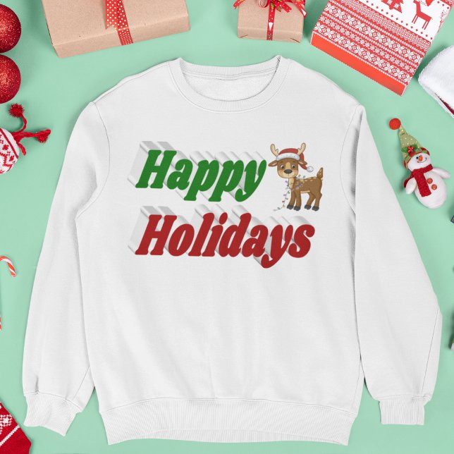 Sudadera Tipografía de Happy Holidays Reindeer Navidades (Subido por el creador)