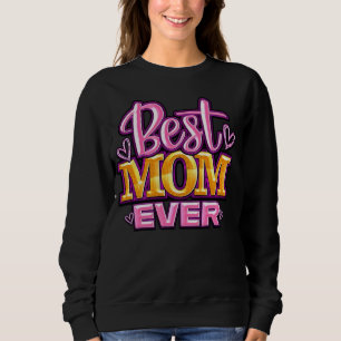 Sudadera Tipografía de la Mejor Mamá de Rosa y Dorado