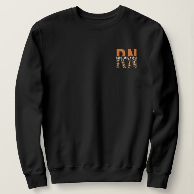 Sudadera Tipografía de leopardo de las enfermeras registrad (Anverso del diseño)