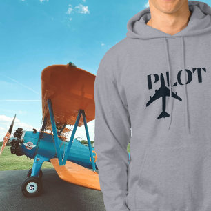 Sudadera Tipografía de Piloto y Avión, Minimalista, Simple