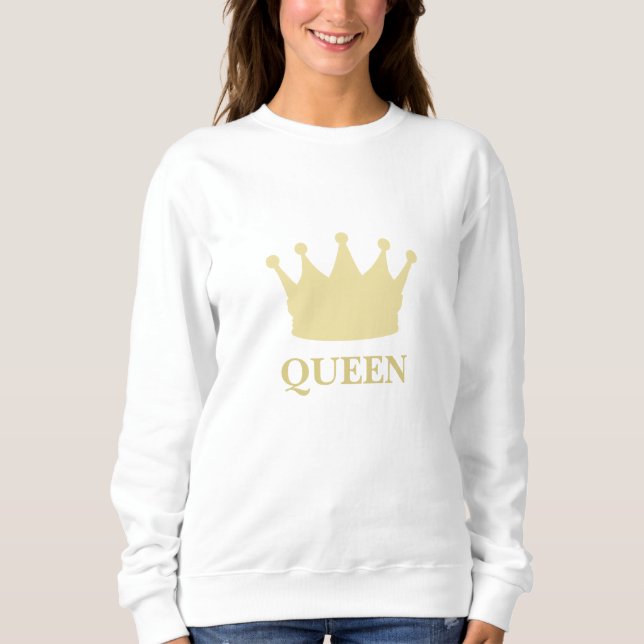 Sudadera tipografía de reina blanca y dorada (Anverso)