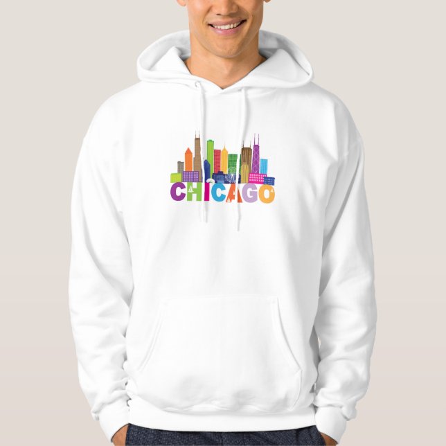 Sudadera Tipografía del horizonte de la ciudad de Chicago (Anverso)